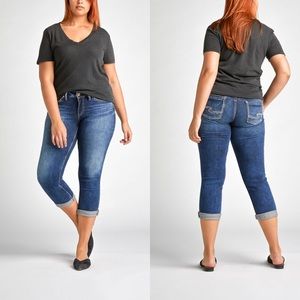 Silver Jeans Indigo Curvy Suki Capri Jeans Sz 29